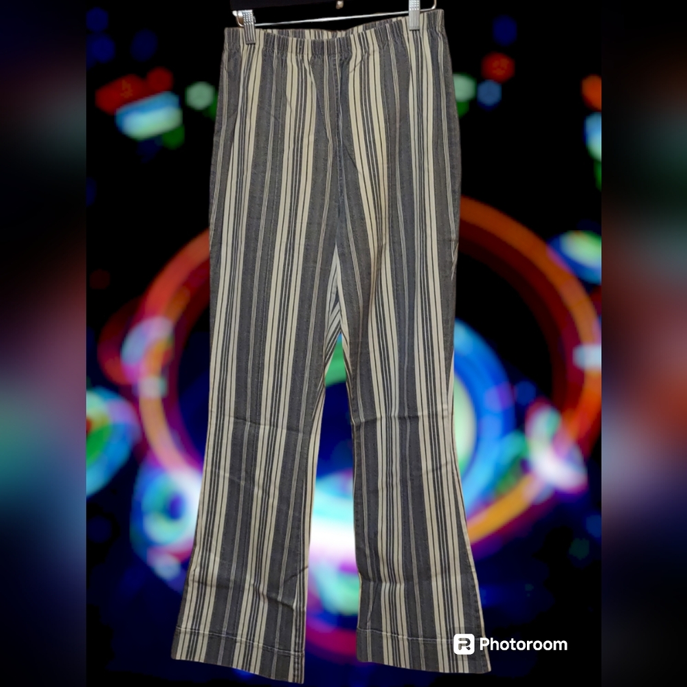 Retro Style Striped Stretch Denim Pants - Metrostyle & Company. Size Large Tall